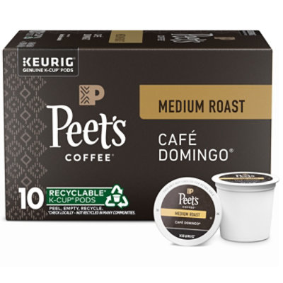 Peet's Coffee Cafe Domingo Medium Roast K Cup Pods - 10 Count - Image 1