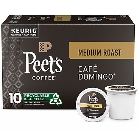 Peet's Coffee Cafe Domingo Medium Roast K Cup Pods - 10 Count