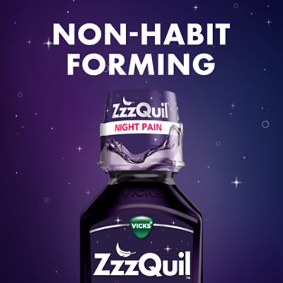 Vicks ZzzQuil Nighttime Sleep Aid Pain Reliever Liquid Midnight Berry - 12 Fl. Oz. - Image 5