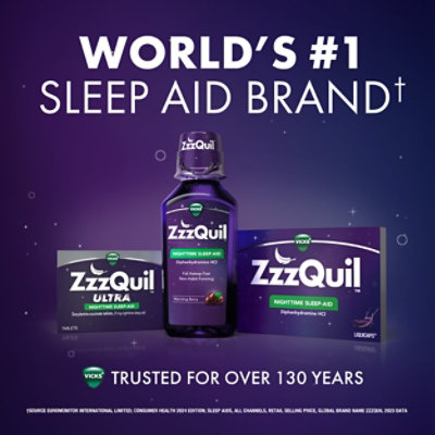 Vicks ZzzQuil Nighttime Sleep Aid Pain Reliever Liquid Midnight Berry - 12 Fl. Oz. - Image 6