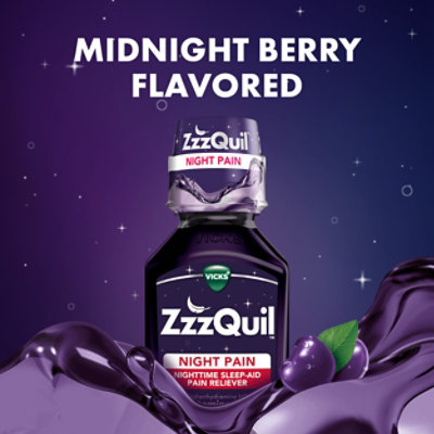 Vicks ZzzQuil Nighttime Sleep Aid Pain Reliever Liquid Midnight Berry - 12 Fl. Oz. - Image 7