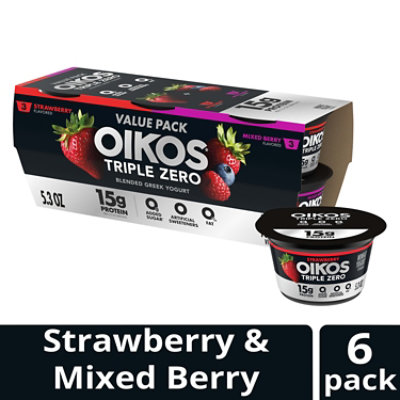 Dannon Oikos Triple Zero Greek Blended Strawberry - 31.8 OZ