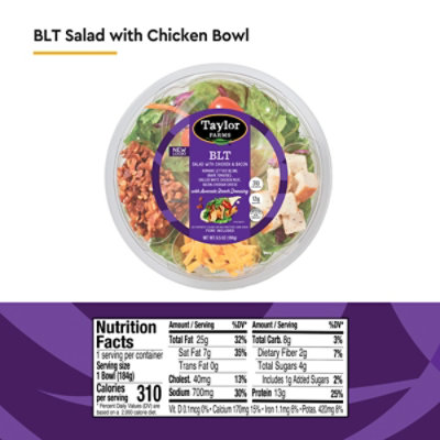 Taylor Farms BLT Chicken and Bacon Salad Bowl - 6.5 Oz - Image 4