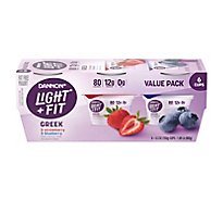Dannon Light + Fit Strawberry & Blueberry Non Fat Gluten Free Greek Yogurt Variety Pack - 6-5.3 Oz