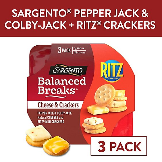 Sargento Balanced Breaks Cheese & Crackers Pepper Jack & Colby Jack And Ritz Crackers - 3-1.5 Oz