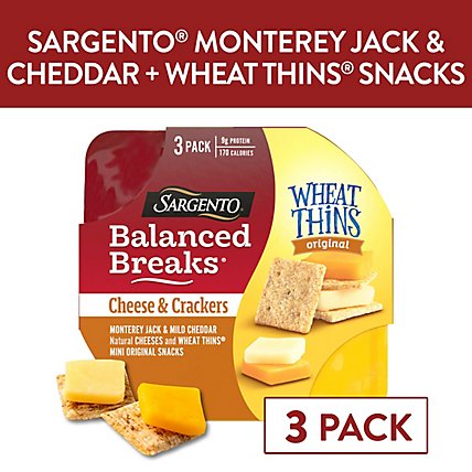 Sargento Balanced Breaks Cheese & Crackers Monterey Jack & Mild Cheddar & Wheat Thins - 3-1.5 Oz - Image 1
