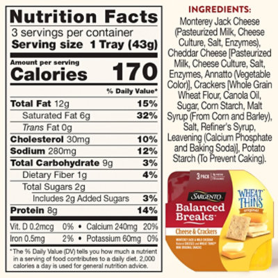 Sargento Balanced Breaks Monterey Jack & Mild Cheddar Cheese WHEAT THINS Minis - 3-1.5 Oz - Image 4