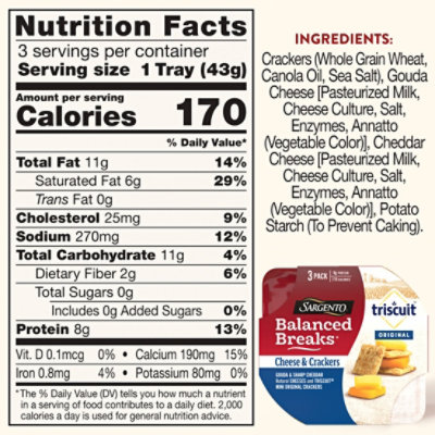 Sargento Balanced Breaks Cheese & Crackers Gouda & Sharp Cheddar Cheeses & TRISCUIT - 3-1.5 Oz - Image 4