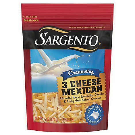 Sargento Creamery Cheese Natural Shredded 3 Cheese Mexican - 6 Oz