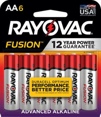 RAYOVAC Fusion AA Alkaline Batteries - 6 Count