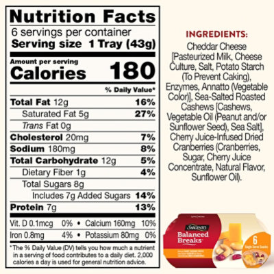 Sargento Balanced Breaks Sharp Cheddar Cheese Cashews Cherry Infused Dried Cranberries - 6-1.5 Oz - Image 4