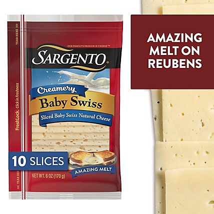 Sargento Creamery Cheese Natural Sliced Baby Swiss 10 Count - 6 Oz - Image 1