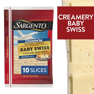 Sargento Creamery Cheese Natural Sliced Baby Swiss 10 Count - 6 Oz