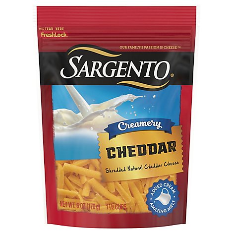 Sargento Creamery Cheese Natural Shredded Cheddar - 6 Oz