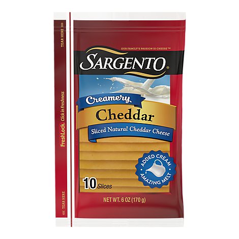 Sargento Creamery Cheese Natural Sliced Cheddar 10 Count - 6 Oz