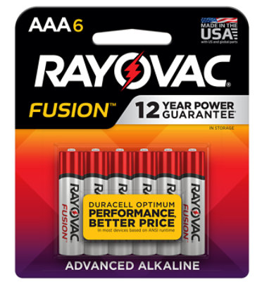 RAYOVAC Fusion AAA Alkaline Batteries - 6 Count