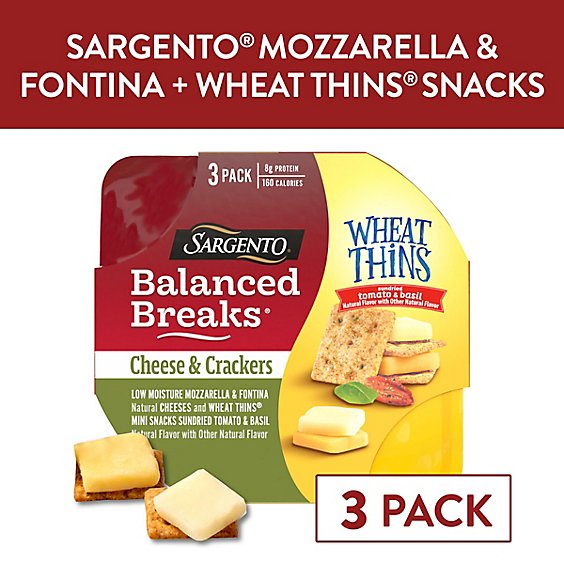 Sargento Balanced Breaks Cheese & Crackers Mozzarella & Fontina And Wheat Thins - 3-1.5 Oz