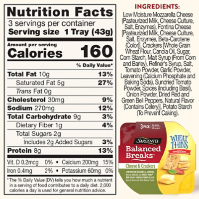 Sargento Balanced Breaks Mozzarella & Fontina Cheese WHEAT THINS Sundried Tomato Basil - 3-1.5 Oz - Image 4