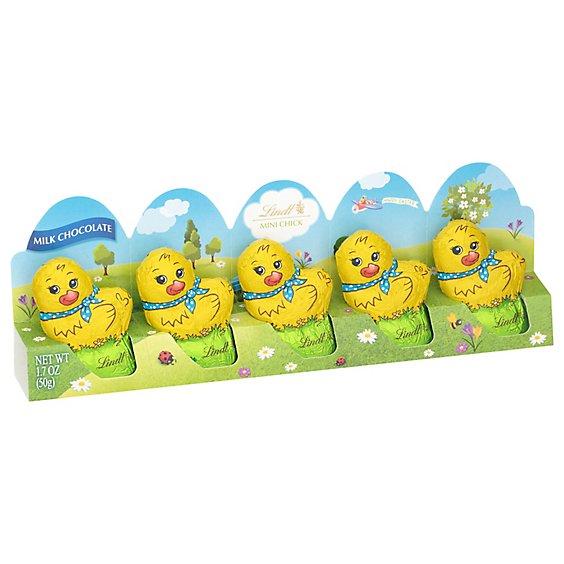 Lindt Mini Chicks Easter Milk Chocolate Candy 5 Pack Box - 1.7 Oz