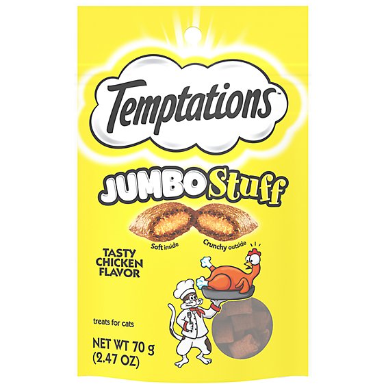 Temptations Jumbo Stuff Cruchy and Soft Tasty Chicken Cat Treats - 2.5 Oz