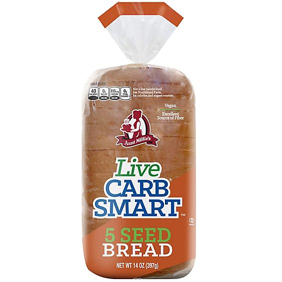 Aunt Millies Live Carb Smart 5 Seed Bread - 14 OZ