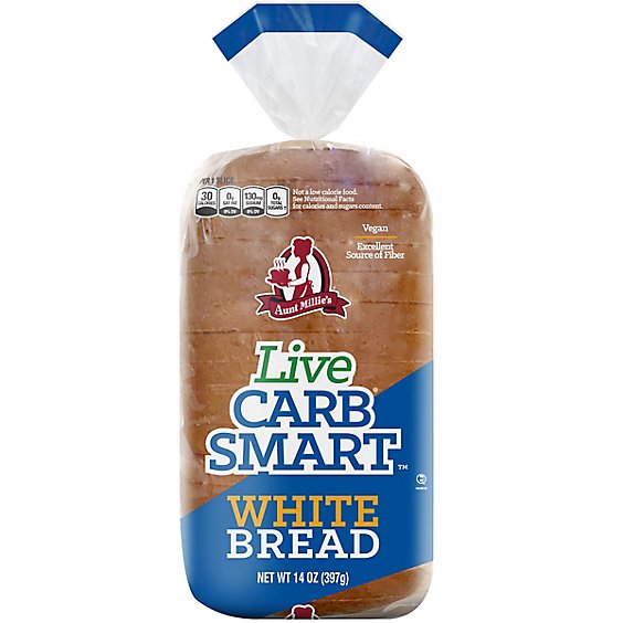 Aunt Millies Live Carb Smart White Bread - 14 OZ
