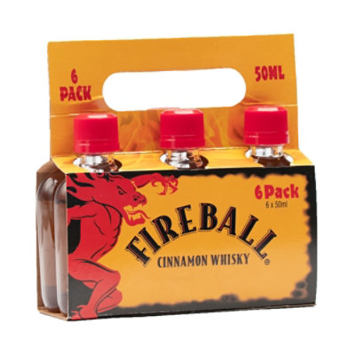 Fireball Cinnamon Whiskey 66 Proof In Plastic Bottles - 6-50 Ml - Image 1