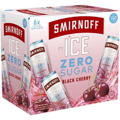 Smirnoff Ice Black Cherry Zero Sugar 4.5% ABV Cans - 6-12 Oz - Image 1