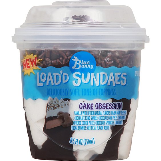 Blue Bunny Load'd Sundaes Cake Obsession Frozen Dessert Cup For Summer - 8.5 Fl. Oz.