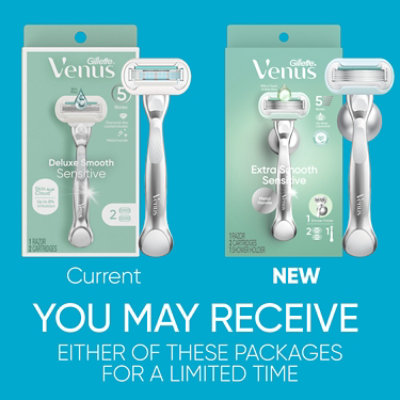 Gillette Venus Deluxe Smooth Sensitive Womens Razor Handle + 2 Blade Refills - Each - Image 2