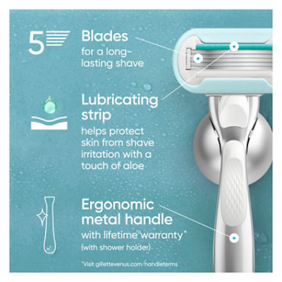 Gillette Venus Deluxe Smooth Sensitive Womens Razor Handle + 2 Blade Refills - Each - Image 3