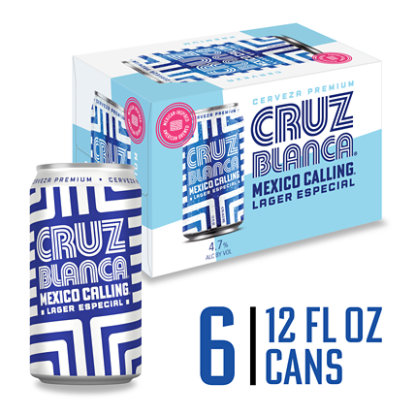 Cruz Blanca Mexico Calling Beer 4.7% ABV Cans - 6-12 Fl. Oz. - Image 1
