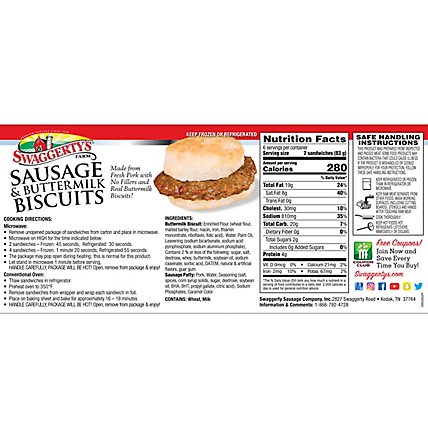 Swaggertys Farm Sandwiches Biscuits Sausage & Buttermilk - 19.2 Oz - Image 6