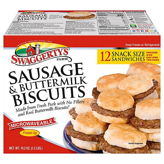 Swaggertys Farm Sandwiches Biscuits Sausage & Buttermilk - 19.2 Oz