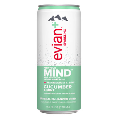 evian+ Sparkling Cucumber & Mint Mineral Enhanced Drink Can - 11.2 Fl. Oz. - Image 1