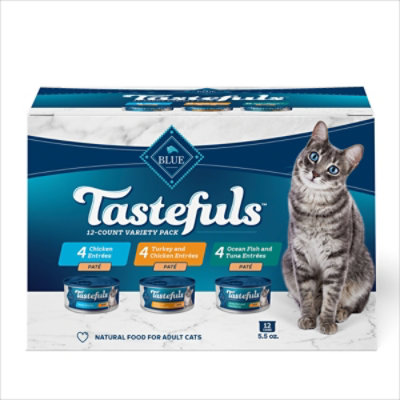 Blue Buffalo Tastefuls Chicken Turkey & Chicken Ocean Fish & Tuna Wet Cat Food Variety Pack - 12 - 5.5 Oz - Image 1