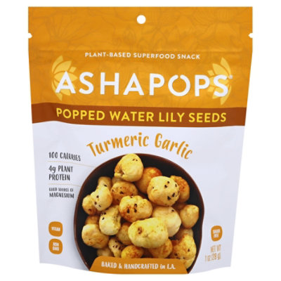 Ashapops Popped Water Lily Seeds Turmeric Garlic - 1 Oz - Image 1