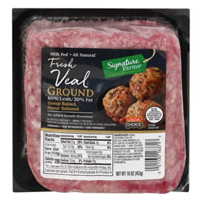 Signature Farms Veal 80% Lean 20% Fat Ground - 16 OZ - Image 1