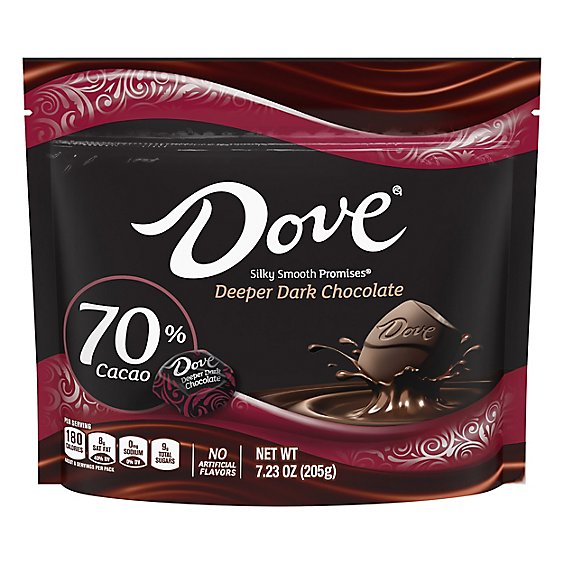 Dove Promises 70% Cacao Deeper Dark Chocolate Candy - 7.23 Oz