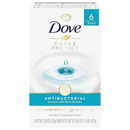 Dove Antibacterial Care & Protect Bar Soap - 6-3.75 OZ - Image 1