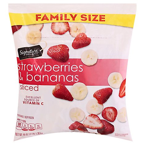 Signature Select Strawberries & Bananas Sliced Family Size - 48 OZ