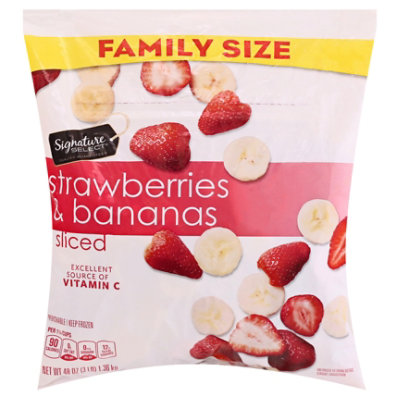 Signature Select Strawberries & Bananas Sliced Family Size - 48 OZ