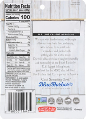 Blue Harbor Albacore Tuna Pouch In Water No Salt Added - 3 OZ - Image 6