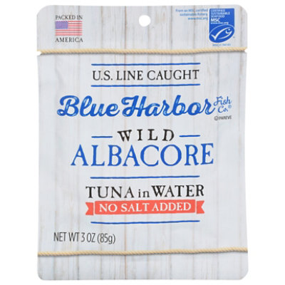 Blue Harbor Fish Co. Tuna, Albacore, Wild, Solid White, No Salt Added 4.6  Oz, Tuna
