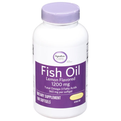 Signature Care Fish Oil 1200mg Lemon Flavor Softgel - 180 CT