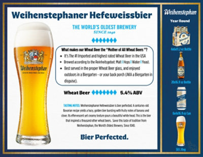 Weihenstephaner Hefeweissbier Wheat Ale In Cans - 4-16.9 Fl. Oz. - Image 2