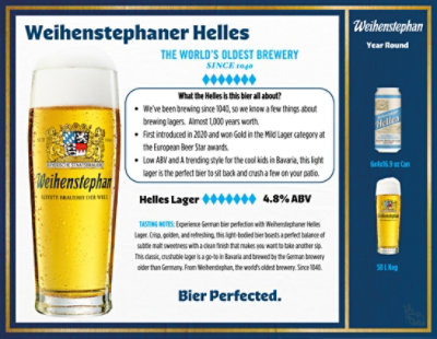 Weihenstephaner Helles In Cans - 4-16.9 FZ - Image 2