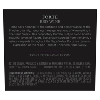 Trinchero Napa Valley Forte Red Wine Bottle - 750 Ml - Image 2