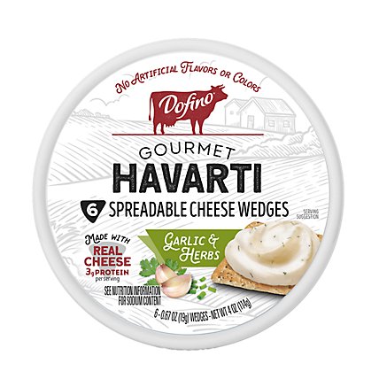 Dofino Gourmet Garlic & Herbs Havarti Spreadable Cheese Wedges - 4 OZ - Image 1