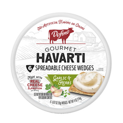 Dofino Gourmet Garlic & Herbs Havarti Spreadable Cheese Wedges - 4 OZ - Image 1